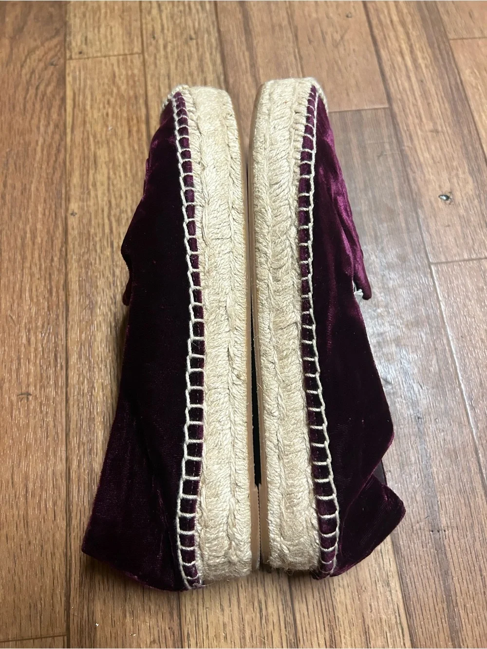 Tory Burch Velvet Espadrille Flats in Deep Wine